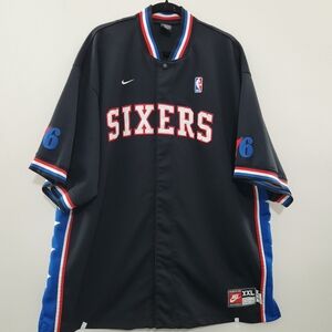 VINTAGE! Nike Sixers Black Breakaway Jersey with Red and Blue Accents